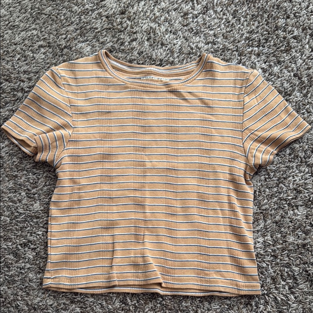 Striped Tan and White T-Shirt
